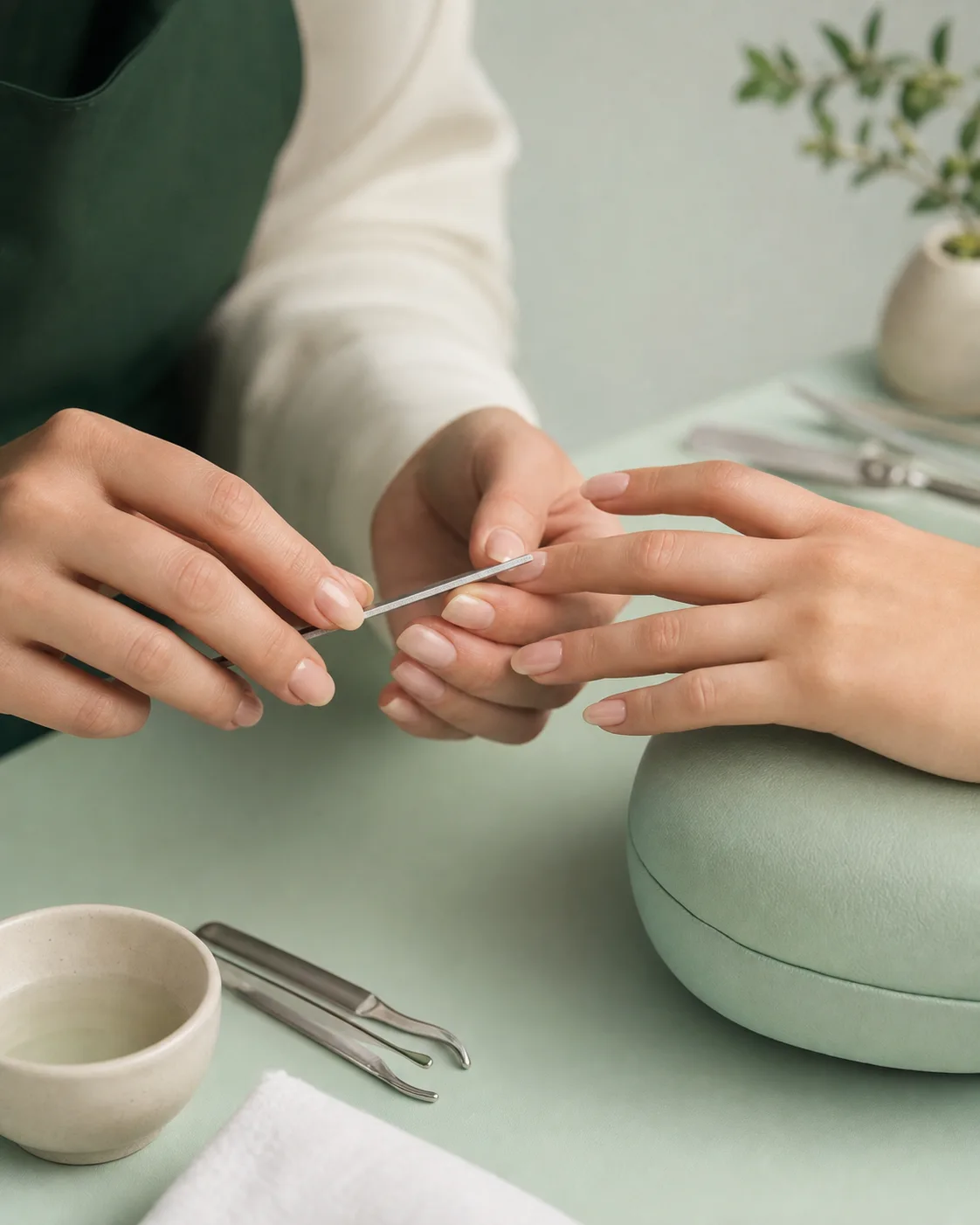 Precise nail shaping and refined care